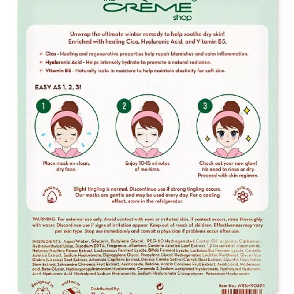 The Crème Shop Winter Remedy Sheet Mask Set. 5 pc. NEW in box! - Picture 3 of 5